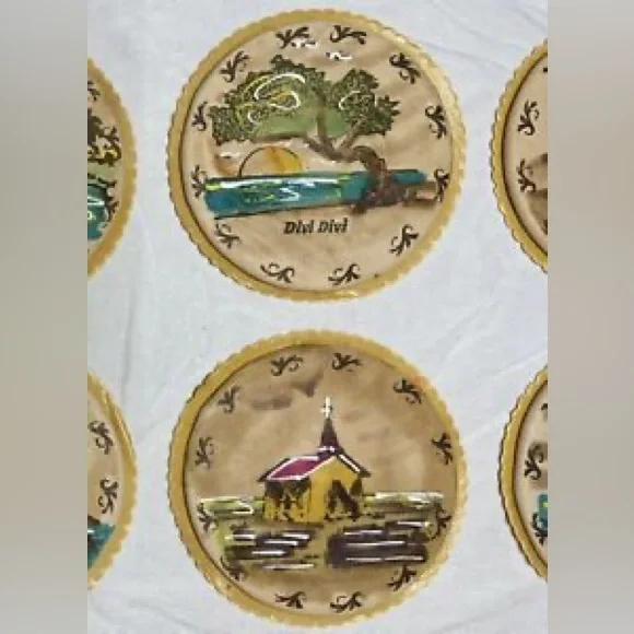 Set of 6 Divi Divi Aruba Travel Collectors Souvenir Coasters Alto Vista Chapel - Picture 3 of 4